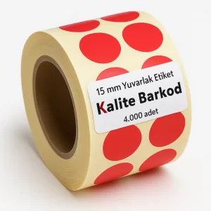 yuvarlak etiket 15 mm kırmızı