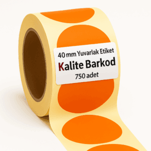 turuncu yuvarlak etiket 40 mm