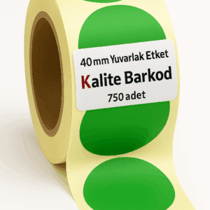 yeşil yuvarlak etiket 40 mm