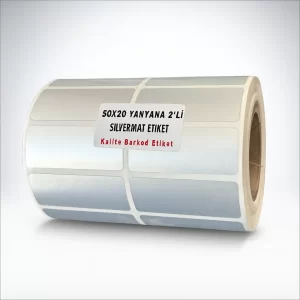 silver mat etiket 50x20 mm ölçüsünde