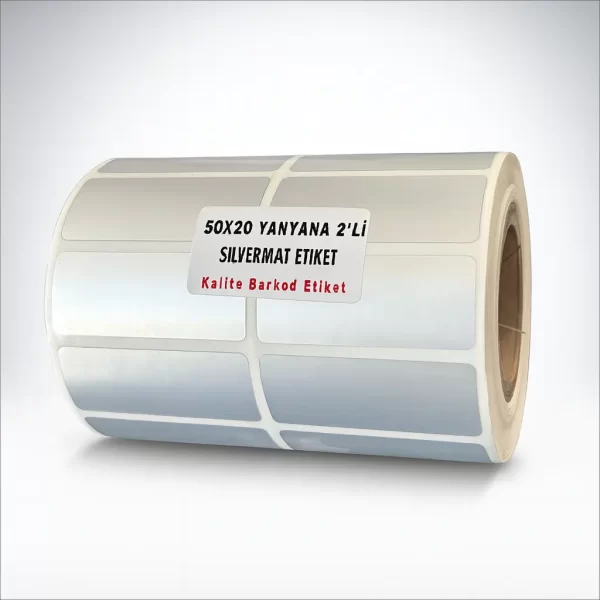 silver mat etiket 50x20 mm ölçüsünde