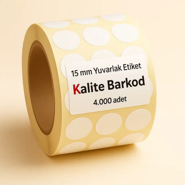 beyaz yuvarlak etiket 15mm