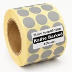 gri yuvarlak etiket 15mm