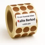 kahve renkli yuvarlak etiket 15mm