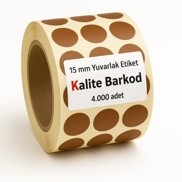 kahve renkli yuvarlak etiket 15mm