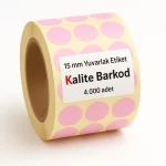pembe yuvarlak etiket 15 mm