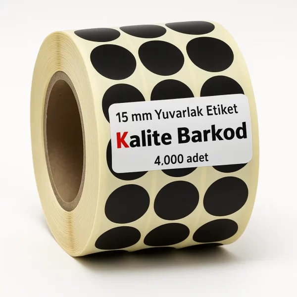 siyah yuvarlak etiket 15mm