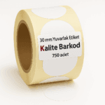 beyaz yuvarlak etiket 30mm