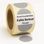 gri yuvarlak etiket 30mm