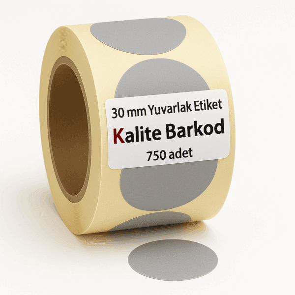 gri yuvarlak etiket 30mm