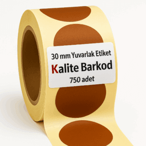 kahve renkli yuvarlak etiket 30 mm