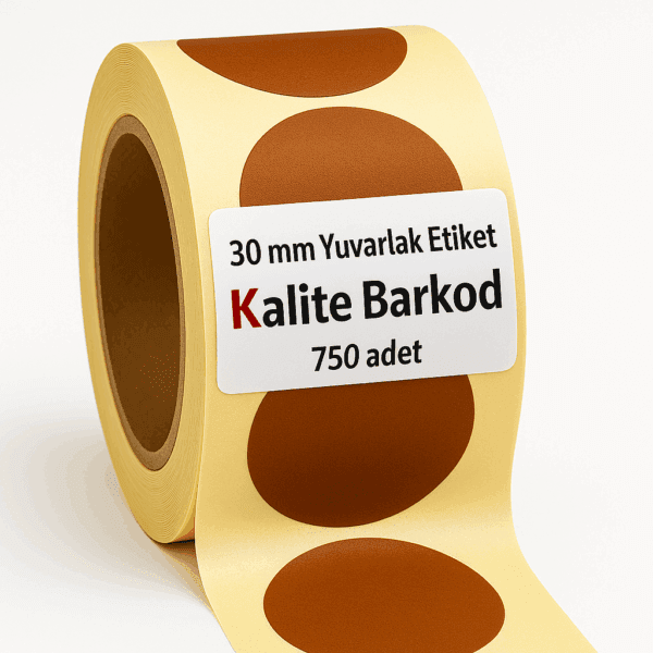 kahve renkli yuvarlak etiket 30 mm