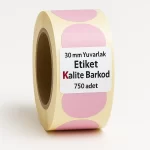 pembe yuvarlak etiket 30mm