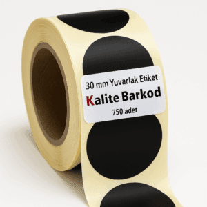 Siyah yuvarlak etiket 30 mm