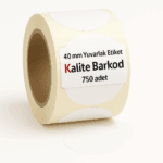 beyaz yuvarlak etiket 40 mm