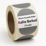 Gri Yuvarlak Etiket 40 mm