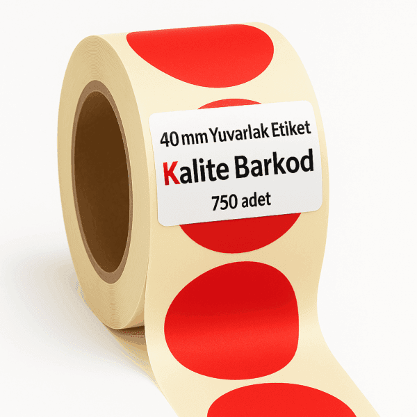 Kırmızı yuvarlak etiket 40 mm