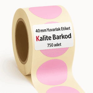 pembe yuvarlak etiket 40 mm