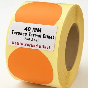 40 mm Turuncu Yuvarlak Termal Etiket