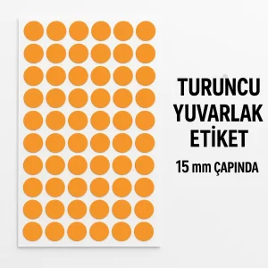 Yuvarlak Etiket 15 mm Turuncu Renk - Görsel 1