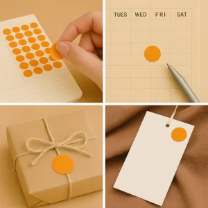 Yuvarlak Etiket 15 mm Turuncu Renk - Görsel 2