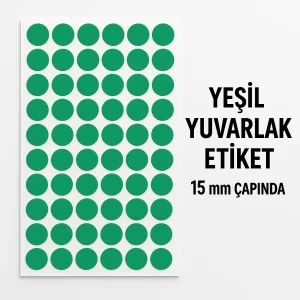 Yuvarlak Etiket 15 mm Yeşil Renk - Görsel 1