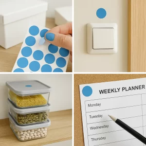 Yuvarlak Etiket 15 mm Mavi Renk - Görsel 2