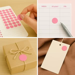 Yuvarlak Etiket 15 mm Pembe Renk - Görsel 1