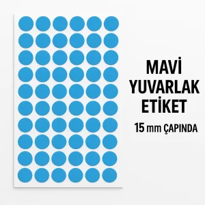 Yuvarlak Etiket 15 mm Mavi Renk
