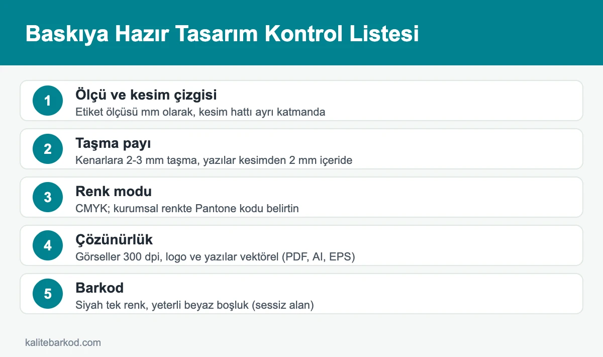Etiket baskı tasarım kontrol listesi