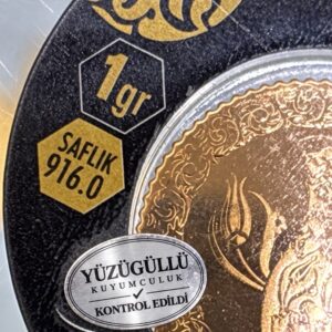 Altın kutusu üzerinde Yüzügüllü Kuyumculuk logolu gümüş kuyumcu güvenlik etiketi