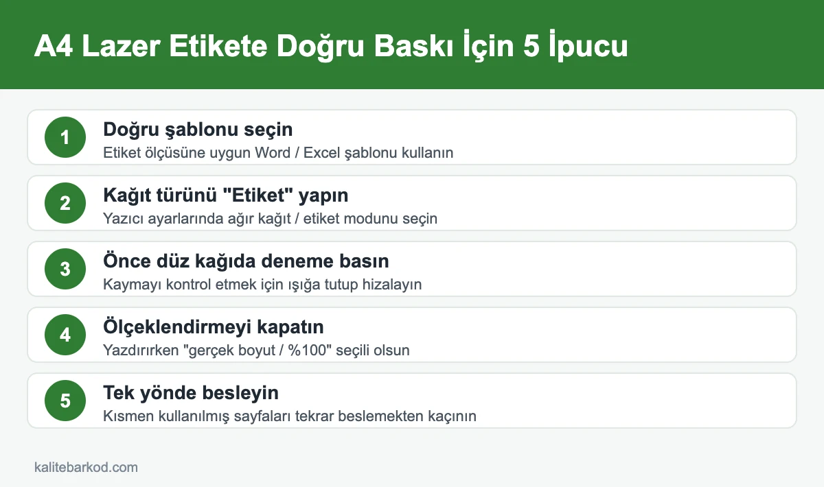 A4 lazer etikete doğru baskı ipuçları