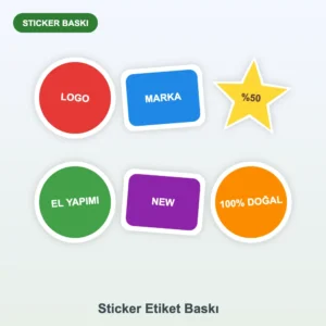Logolu sticker etiket baskı örnekleri