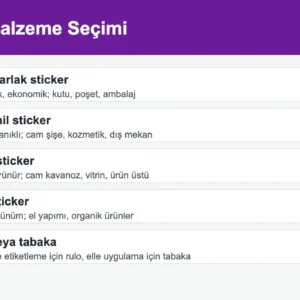 Sticker etiket malzeme seçenekleri